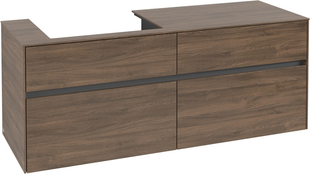 Villeroy & Boch Waschtischunterschrank Collaro Arizona Oak 1400 mm mit 4 Auszügen und Becken links
