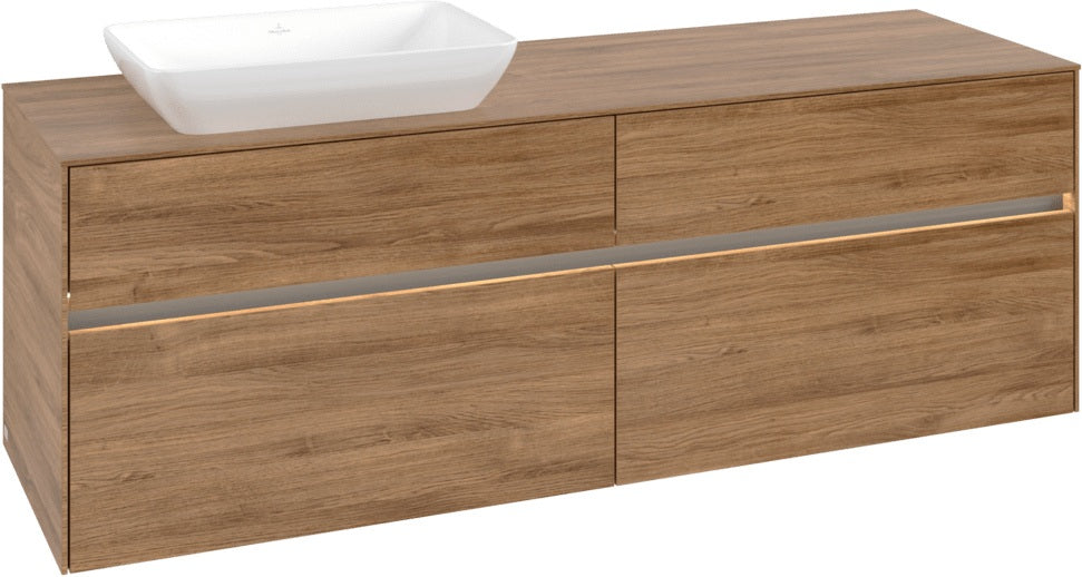 Villeroy & Boch Waschtischunterschrank Collaro C121 B0 1600 mm Kansas Oak mit LED-Beleuchtung und SoftClosing