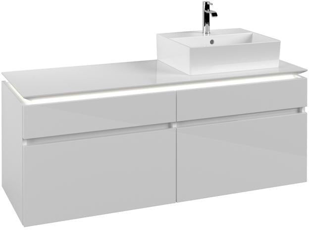 Villeroy & Boch Legato Waschtischunterschrank 1400 mm mit LED-Beleuchtung und 4 Auszügen – Glossy White