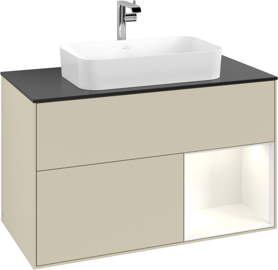 Villeroy & Boch Waschtischunterschrank Finion F252G 1000 mm Glossy White Lacquer mit LED-Beleuchtung