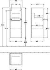Villeroy & Boch Seitenschrank Subway 2.0 Eiche mit Abdeckplatte silbergrau, 356 mm breit
