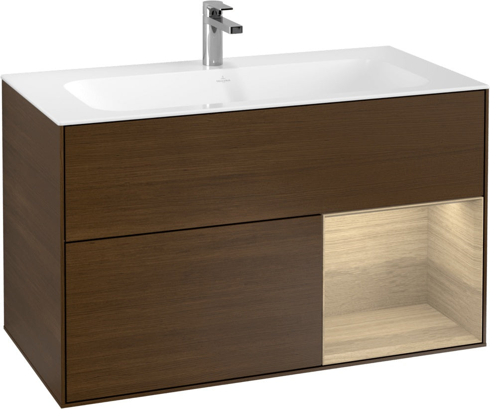 Villeroy & Boch Finion Waschtischunterschrank 996 mm Glossy White Lacquer mit LED-Beleuchtung