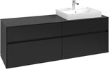 Villeroy & Boch Waschtischunterschrank Collaro C023 B0 1600 mm Volcano Black mit Beleuchtung