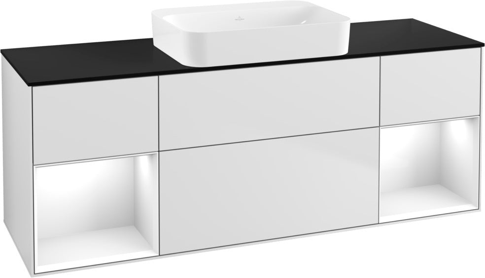 Villeroy & Boch Finion Waschbeckenunterschrank 1600 mm Glossy White Lacquer mit Beleuchtung