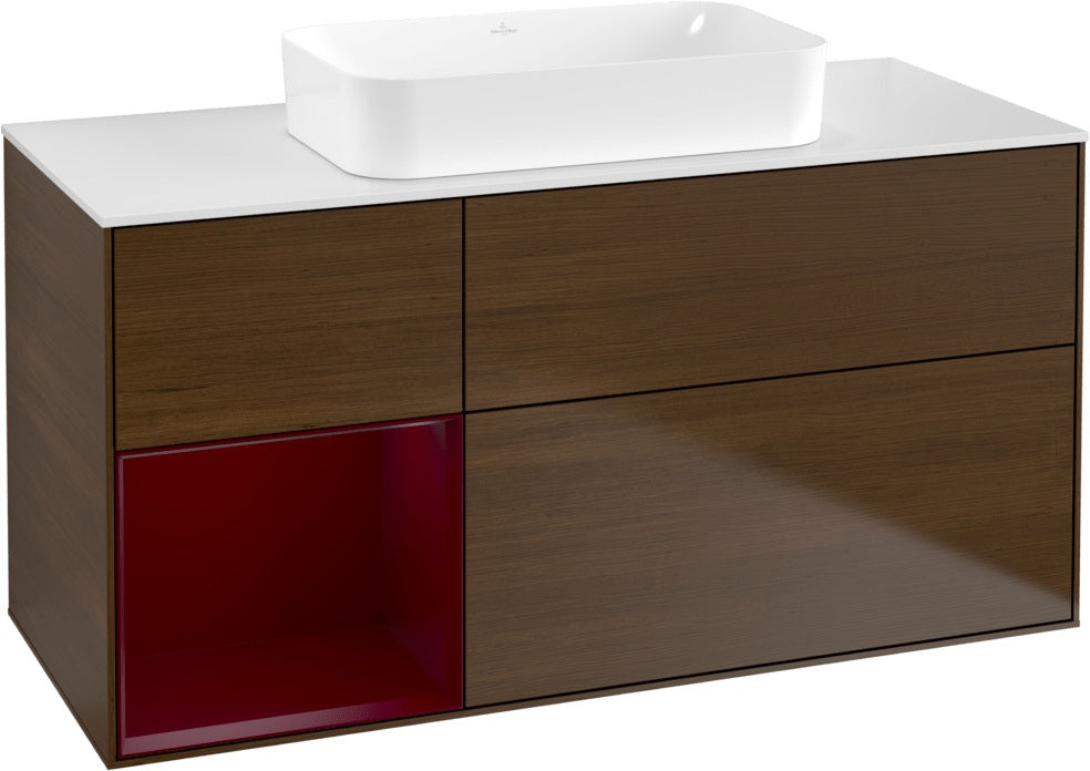 Villeroy & Boch Finion Waschbeckenunterschrank 1200 mm Walnut Veneer mit Beleuchtung