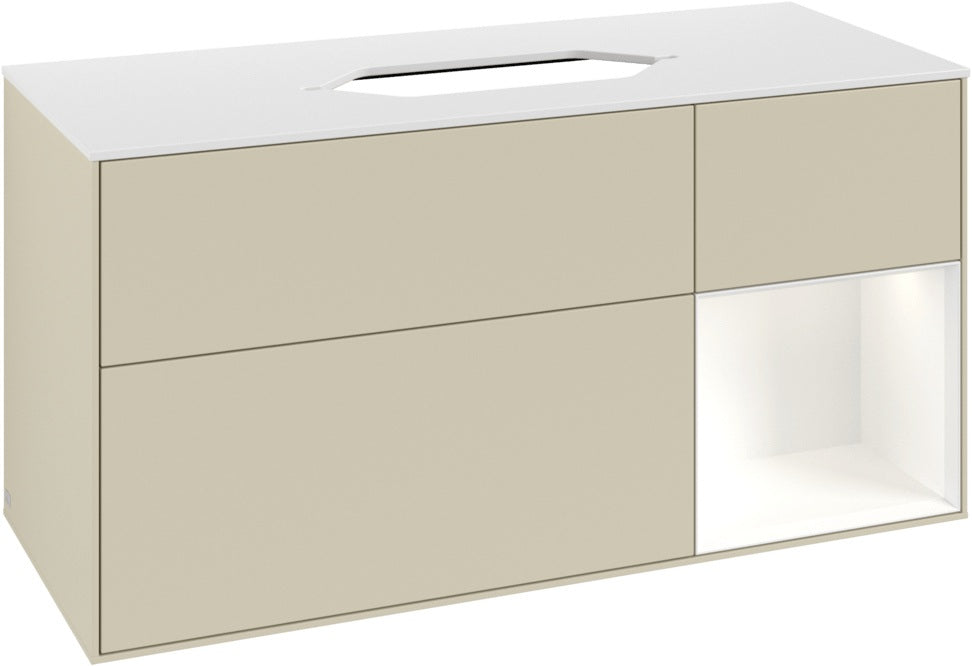 Villeroy & Boch Finion Waschtischunterschrank G711G Black Matt Lacquer 1200 mm mit Beleuchtung