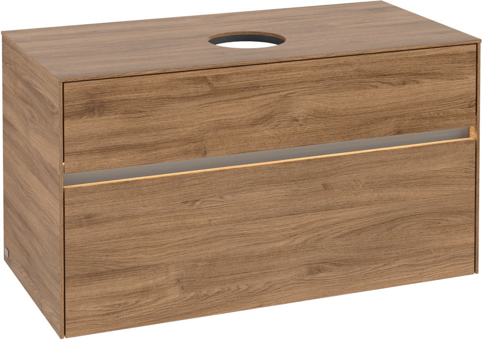 Villeroy & Boch Waschtischunterschrank Collaro C038 B0 1000 mm Kansas Oak mit Beleuchtung