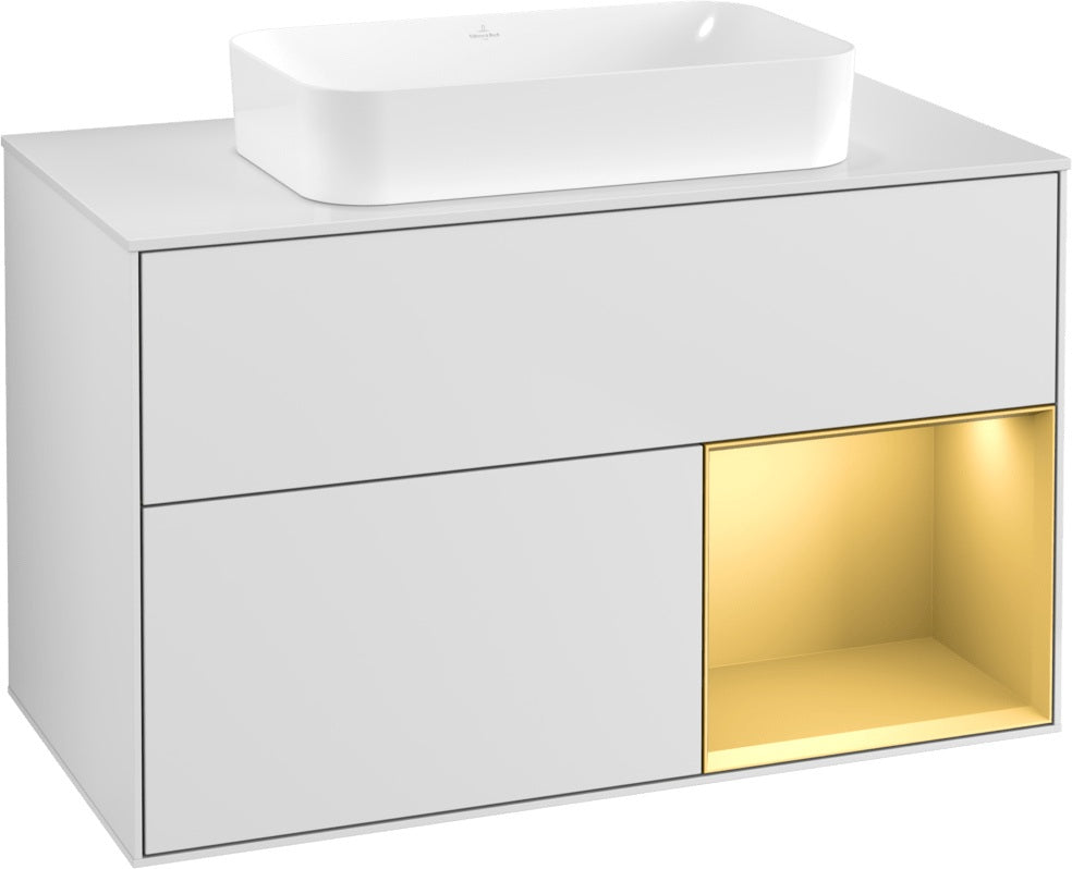 Villeroy & Boch Finion Waschtischunterschrank 1000 mm Glossy White Lacquer mit LED-Beleuchtung