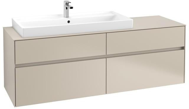 Villeroy & Boch Collaro Waschtischunterschrank 1600 mm mit LED-Beleuchtung und 4 Auszügen in Truffle Grey