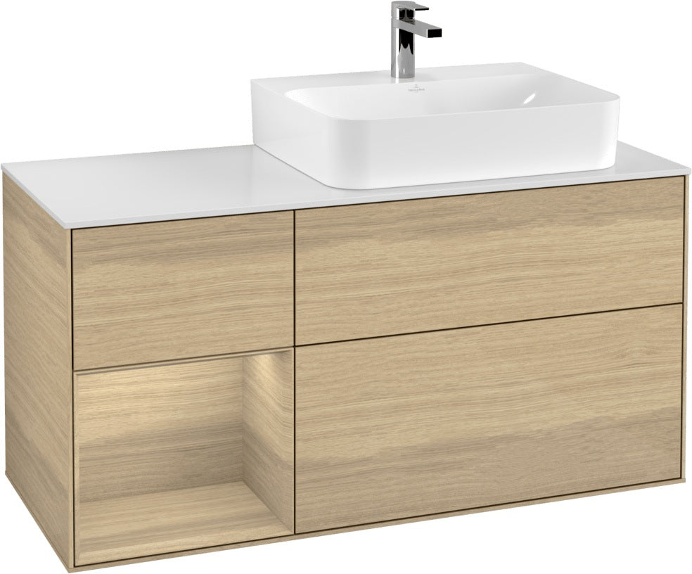 Villeroy & Boch Waschtischunterschrank Finion G141G 1200 mm Glossy White mit LED-Beleuchtung