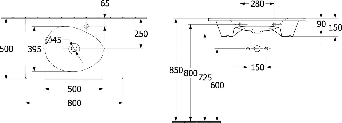 Villeroy & Boch Antao Schrankwaschtisch 800 mm Almond CeramicPlus – Wandmontage, TitanCeram, ohne Überlauf
