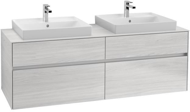 Villeroy & Boch Collaro Waschtischunterschrank 1600 mm mit LED-Beleuchtung und 4 Auszügen in Black Matt Lacquer