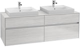 Villeroy & Boch Collaro Waschtischunterschrank 1600 mm mit LED-Beleuchtung und 4 Auszügen in Black Matt Lacquer