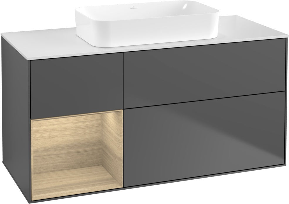 Villeroy & Boch Finion Waschbeckenunterschrank 1200 mm Walnut Veneer mit Beleuchtung
