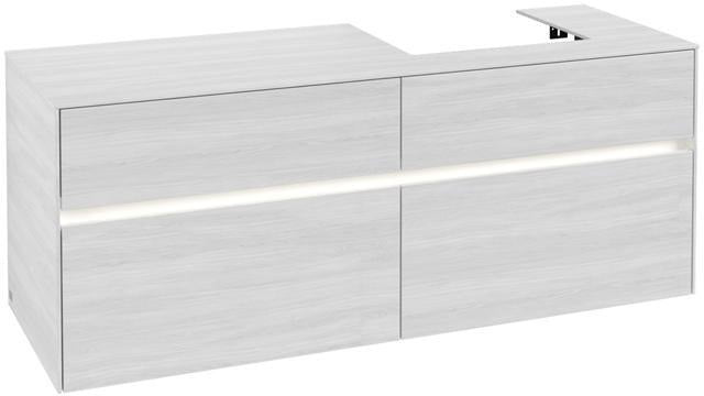 Villeroy & Boch Collaro Waschtischunterschrank 1400 mm mit LED-Beleuchtung und 4 Auszügen in Soft Grey