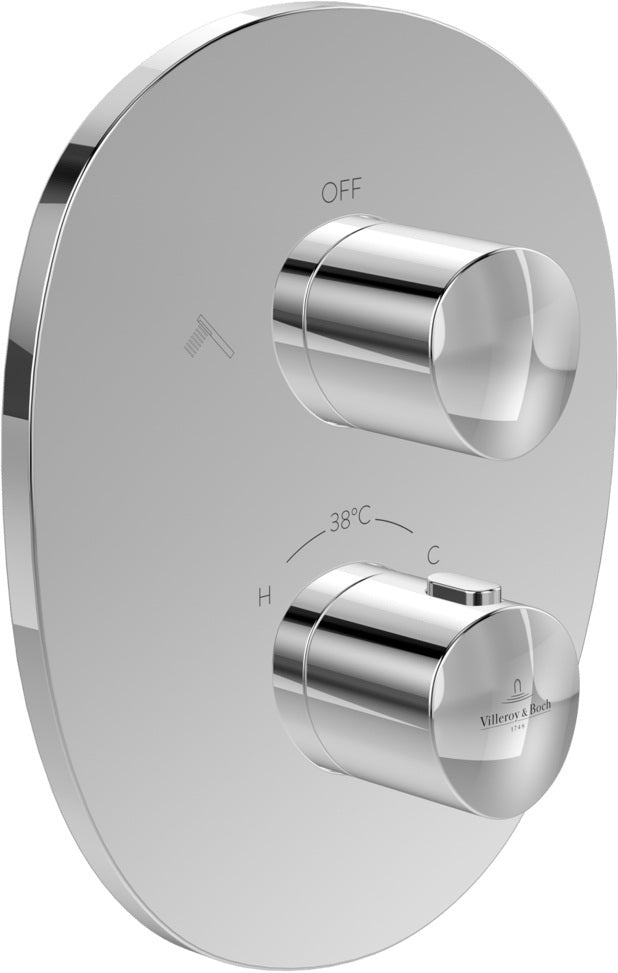 Villeroy & Boch Antao Unterputz-Thermostat TVS111002000 mit Zweiwege-Mengenregulierung, Chrom