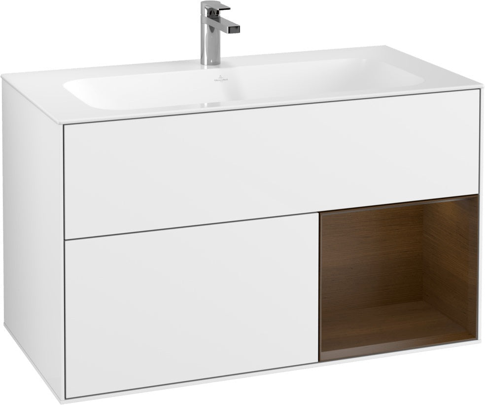 Villeroy & Boch Finion Waschtischunterschrank 996 mm Glossy White Lacquer mit LED-Beleuchtung
