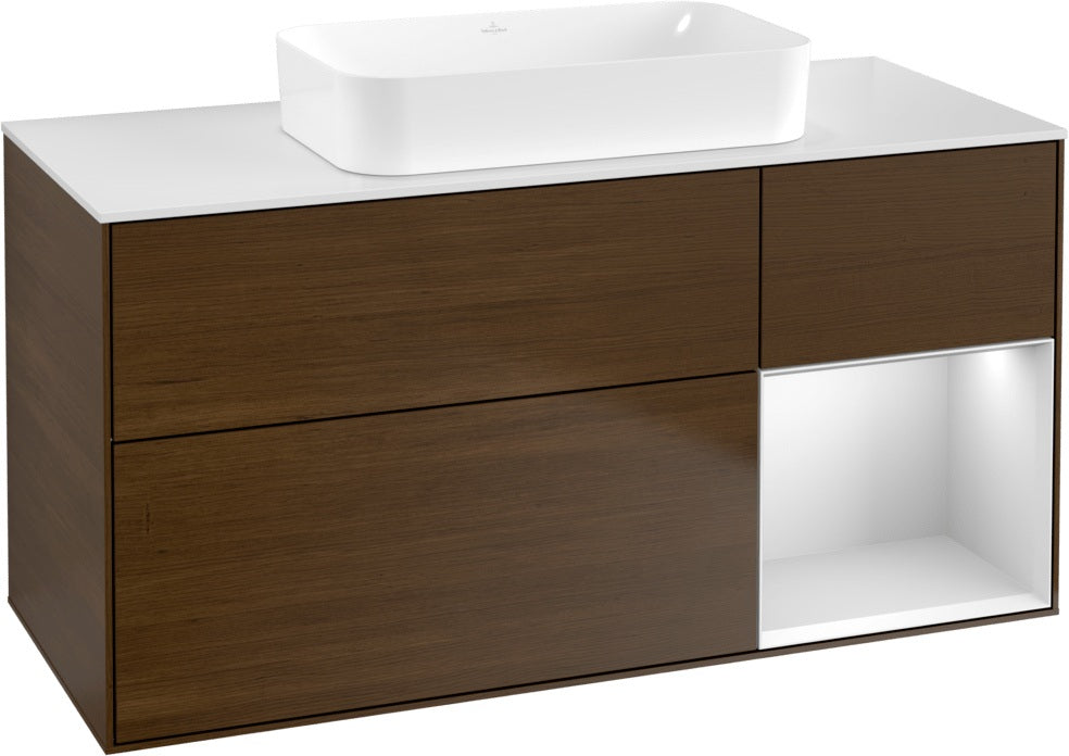 Villeroy & Boch Finion Waschtischunterschrank G711G Black Matt Lacquer 1200 mm mit Beleuchtung