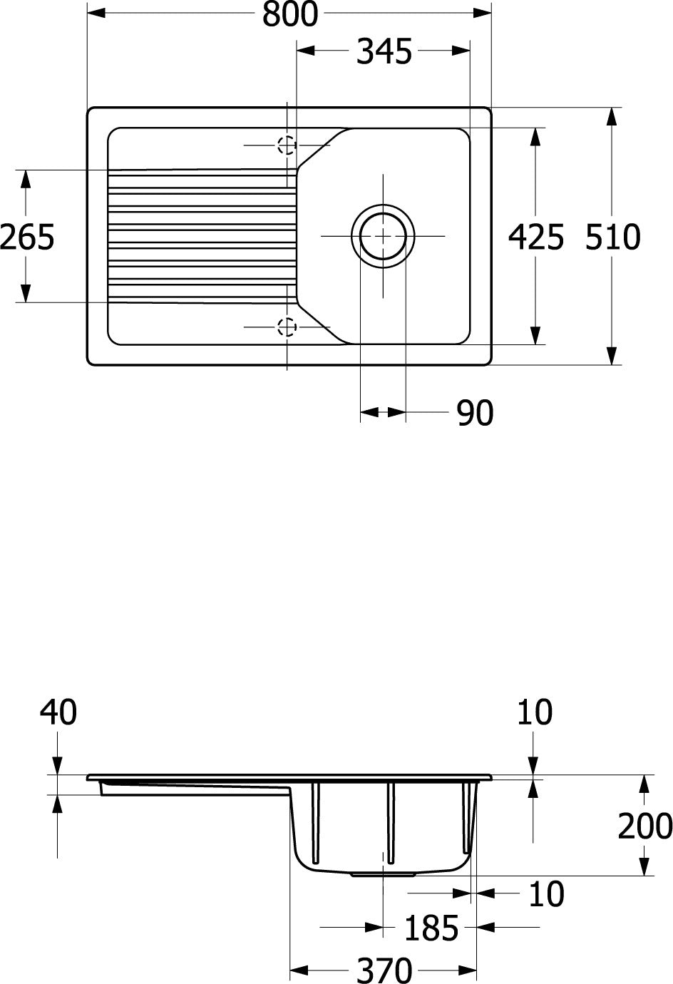 Villeroy & Boch Einbauspüle Linara 45 800x510mm Rechteck TitanCeram CeramicPlus