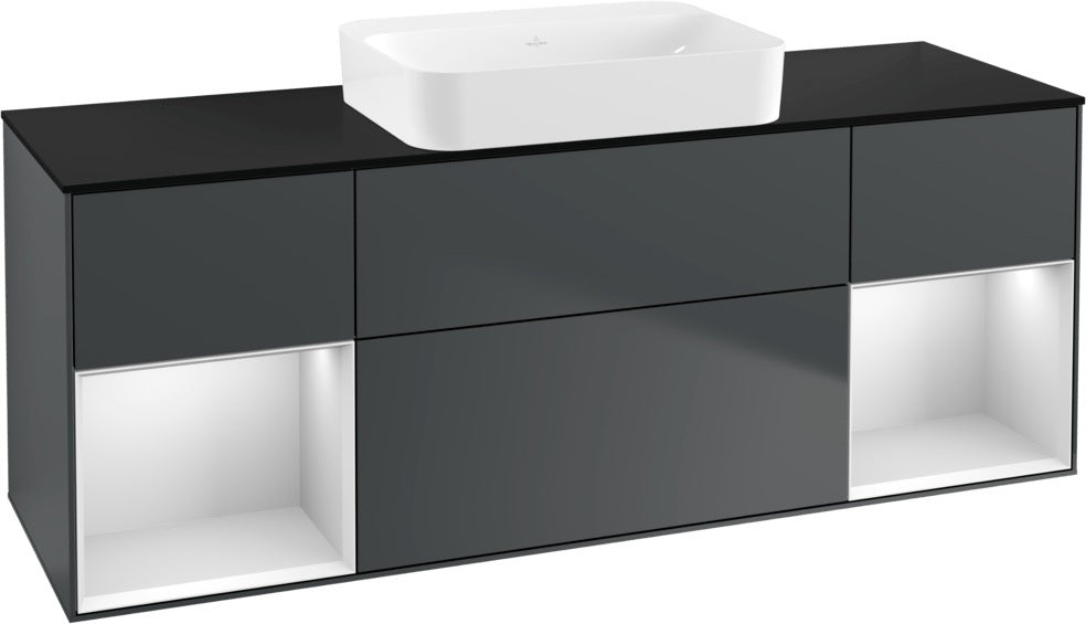 Villeroy & Boch Finion Waschbeckenunterschrank 1600 mm Glossy White Lacquer mit Beleuchtung