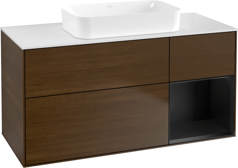 Villeroy & Boch Finion Waschtischunterschrank G711G Black Matt Lacquer 1200 mm mit Beleuchtung