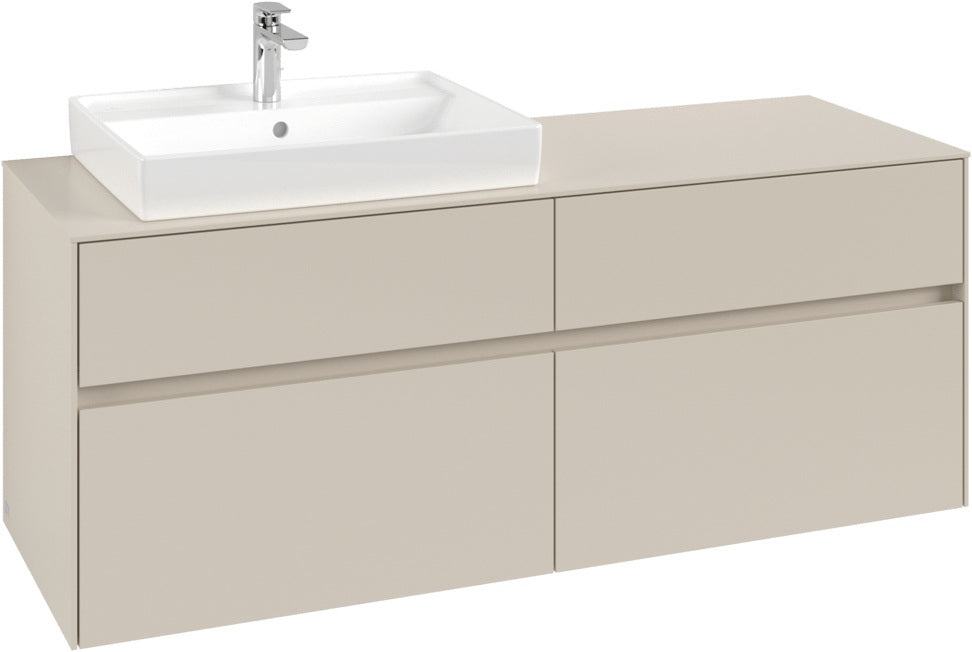 Villeroy & Boch Waschbeckenunterschrank Collaro C085 B0 1400 mm Cashmere Grey mit Beleuchtung