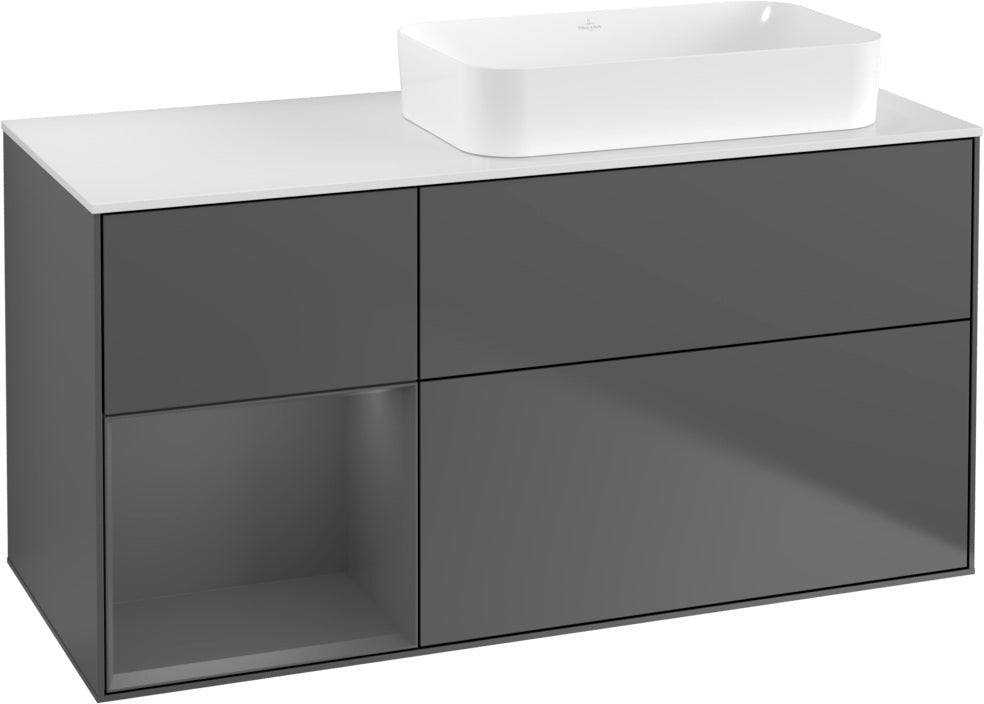 Villeroy & Boch Finion Waschtischunterschrank 1200 mm Glossy White mit Beleuchtung