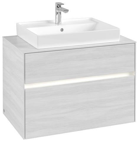 Villeroy & Boch Collaro Waschtischunterschrank 800 mm Truffle Grey mit LED-Beleuchtung und 2 Auszügen