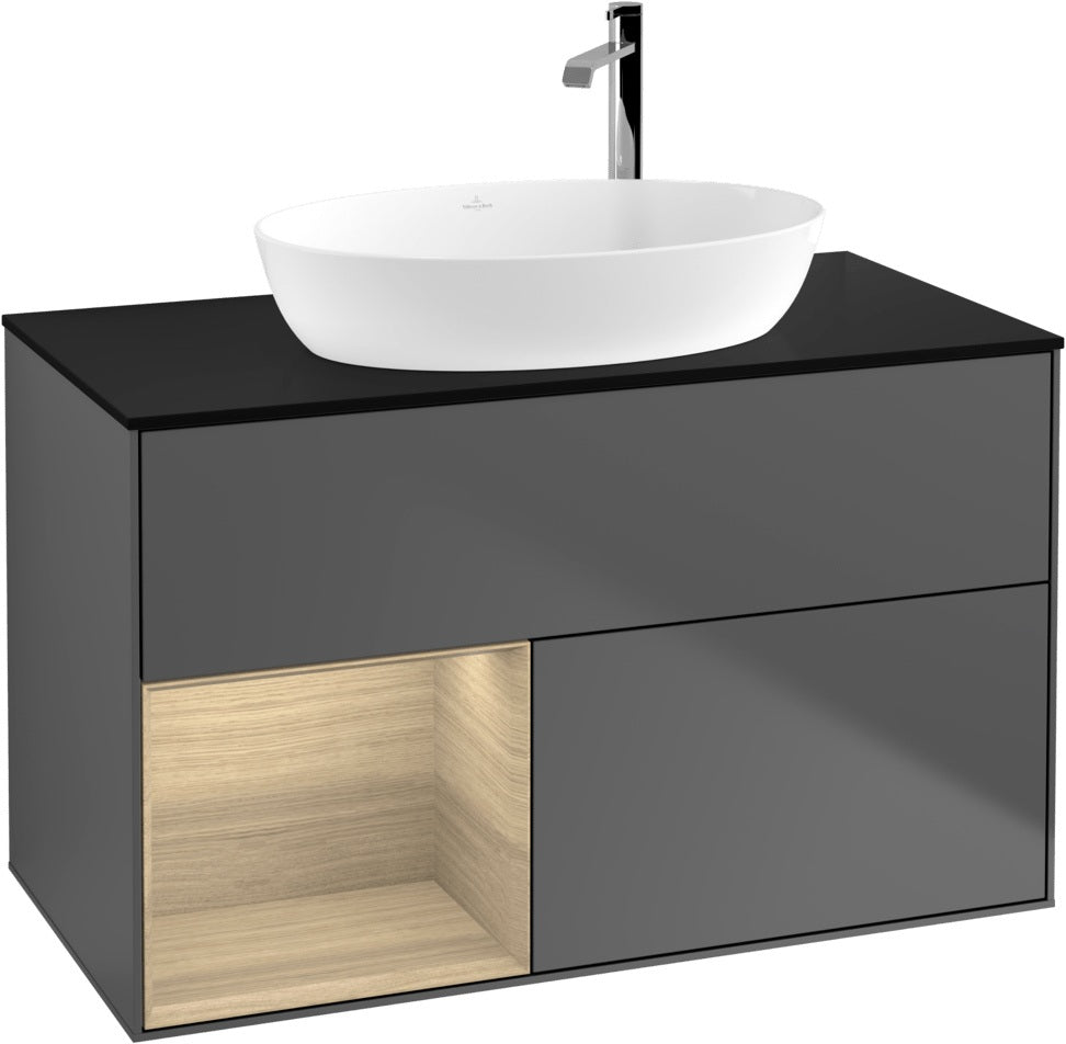 Villeroy & Boch Finion Waschbeckenunterschrank G892G 1000 mm Glossy White Lacquer mit Beleuchtung
