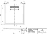 Villeroy & Boch Duschwanne SUPER FLAT SQUARO Quadrat 900x900x18mm stone white