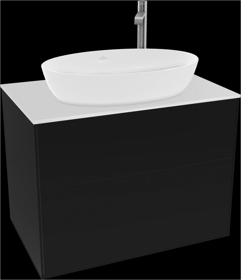 Villeroy & Boch Finion Waschbeckenunterschrank F87200GF – 800 mm, Glossy White Lacquer, mit Push-to-open