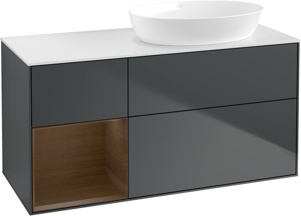 Villeroy & Boch Finion Waschtischunterschrank 1200 mm Glossy White Lacquer mit Beleuchtung