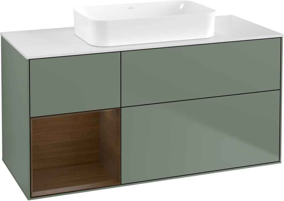 Villeroy & Boch Finion Waschbeckenunterschrank 1200 mm Walnut Veneer mit Beleuchtung