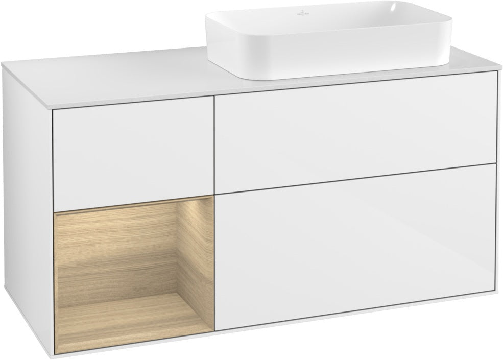 Villeroy & Boch Waschtischunterschrank Finion F271G 1200 mm Glossy White Lacquer mit Beleuchtung