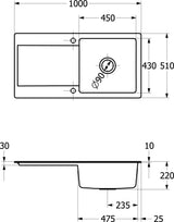 Villeroy & Boch Einbauspüle Siluet 60 TitanCeram Ebony CeramicPlus 1000x510mm reversibel