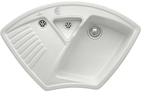 Villeroy & Boch Eckspüle Arena Eck 975x625mm Ivory CeramicPlus mit Ablaufgarnitur