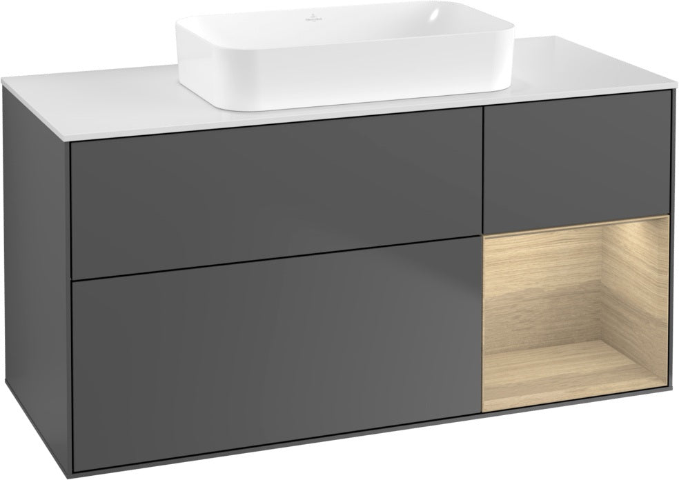 Villeroy & Boch Finion Waschtischunterschrank G711G Black Matt Lacquer 1200 mm mit Beleuchtung