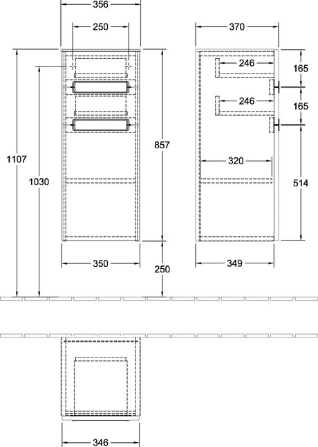 Villeroy & Boch SUBWAY 2.0 Seitenschrank Eiche silbergrau 354x857x370mm