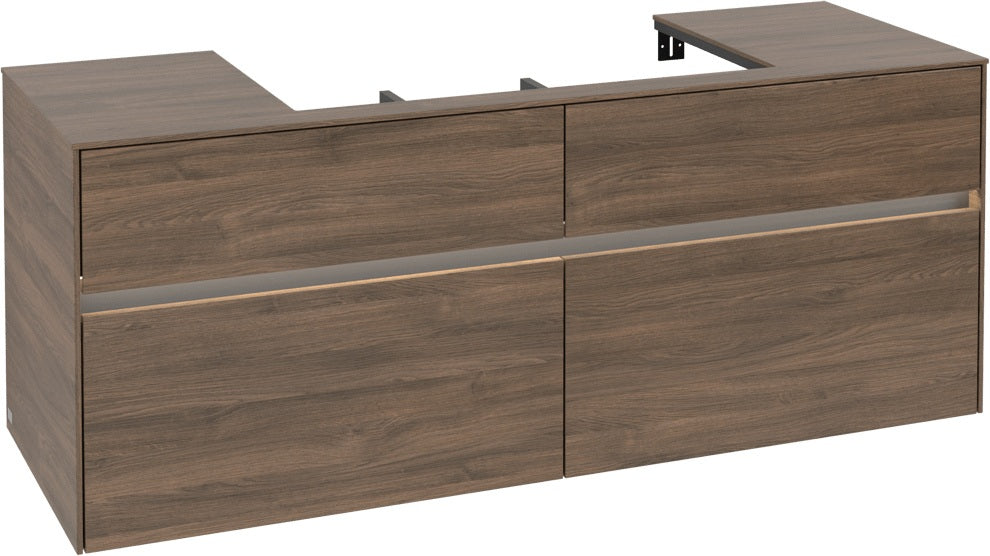 Villeroy & Boch Collaro Waschtischunterschrank 1400 mm mit LED-Beleuchtung und 4 Auszügen in Truffle Grey