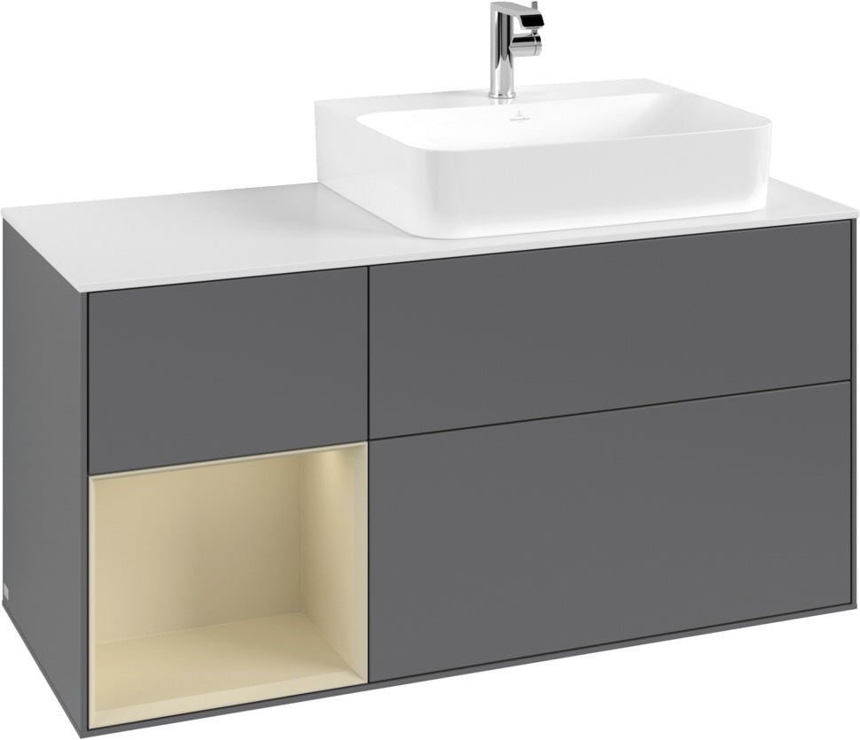 Villeroy & Boch Waschtischunterschrank Finion G141G 1200 mm Glossy White mit LED-Beleuchtung