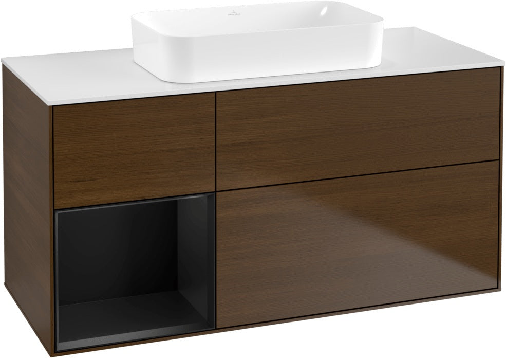Villeroy & Boch Finion Waschbeckenunterschrank 1200 mm Walnut Veneer mit Beleuchtung