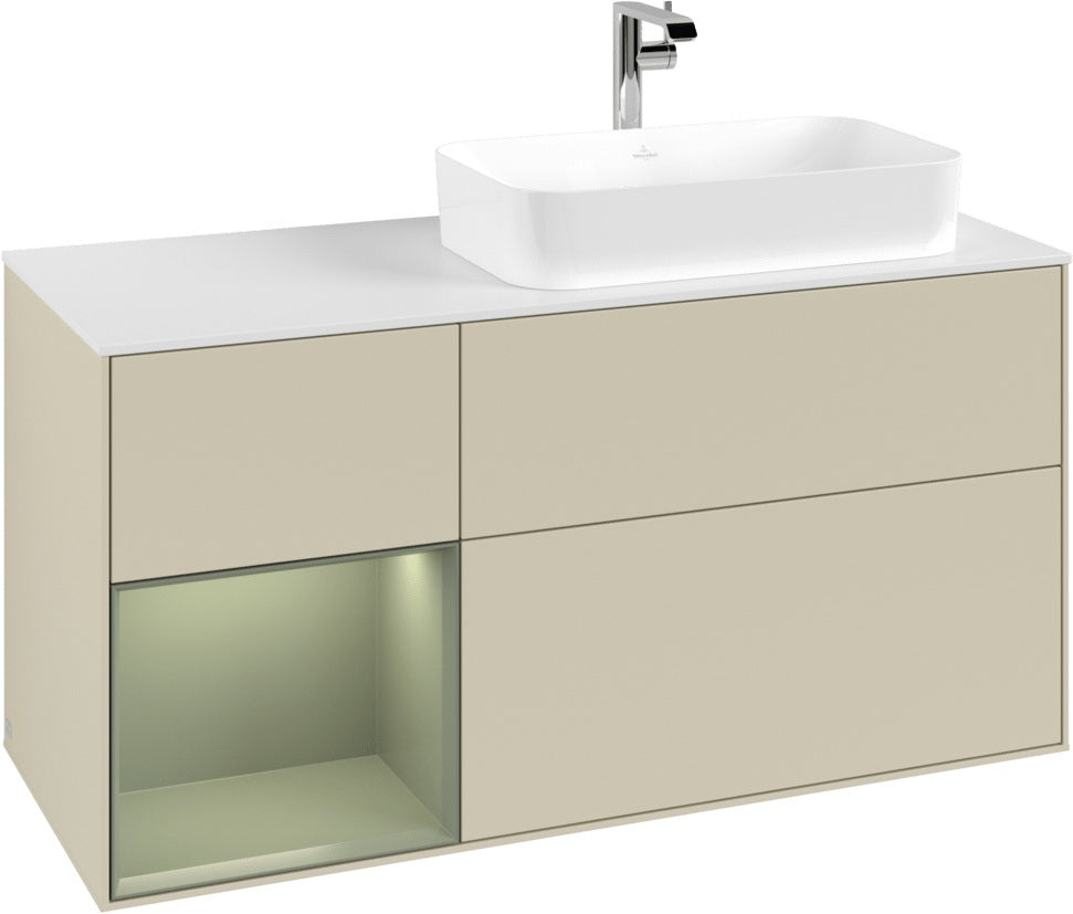 Villeroy & Boch Finion Waschbeckenunterschrank 1200 mm Glossy White Lacquer mit LED-Beleuchtung
