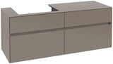 Villeroy & Boch Collaro Waschtischunterschrank 1400 mm Soft Grey mit 4 Auszügen und Becken links