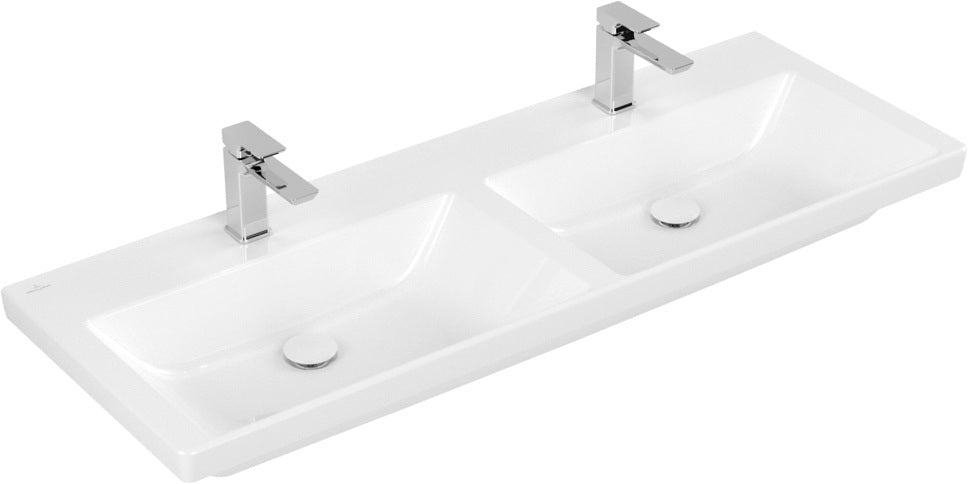 Villeroy & Boch Subway 3.0 Schrank-Doppelwaschtisch 1300 mm Weiß Alpin, ohne Überlauf