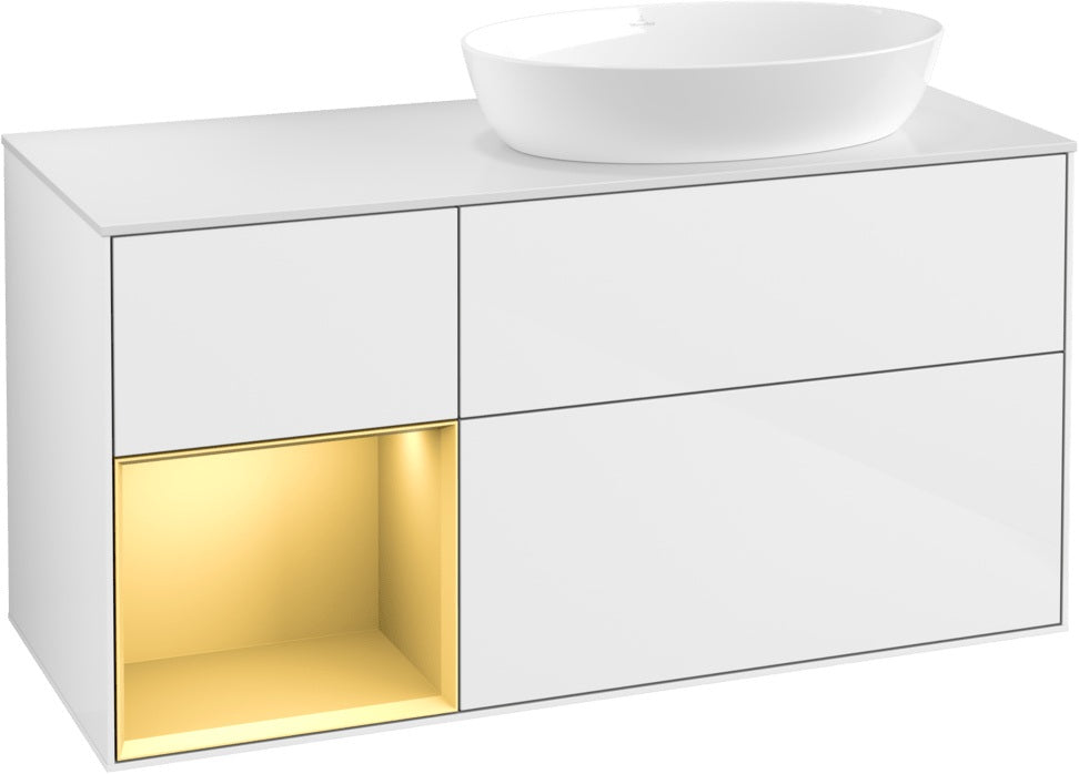Villeroy & Boch Finion Waschtischunterschrank 1200 mm Glossy White Lacquer mit Beleuchtung