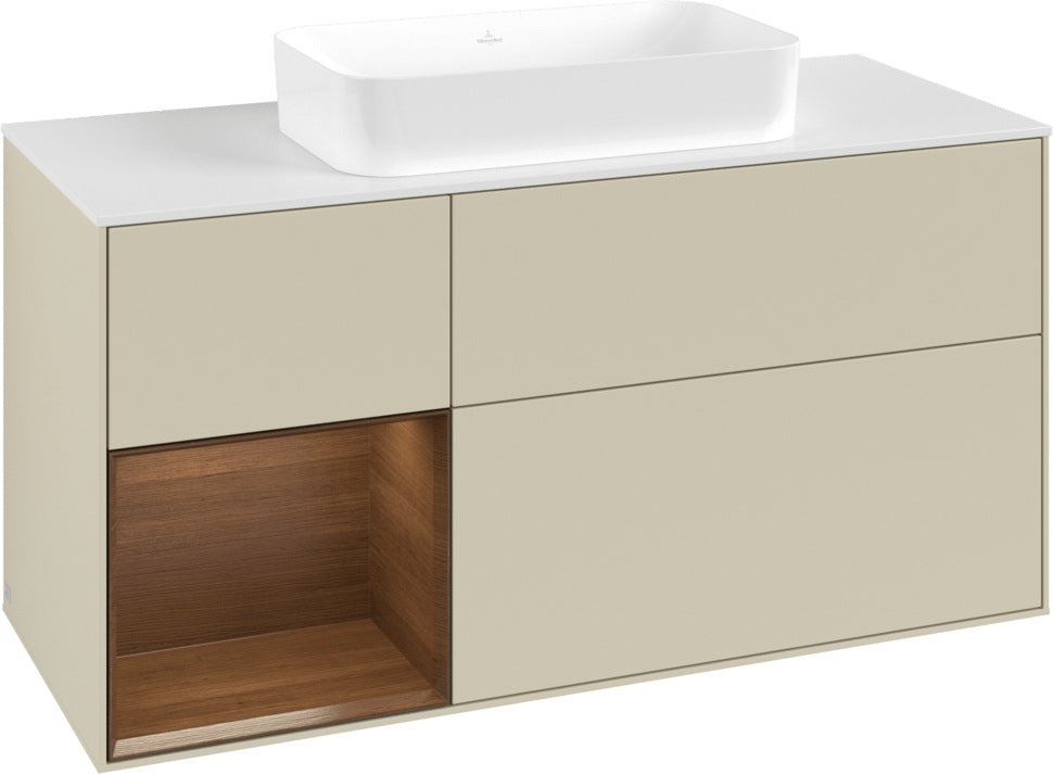Villeroy & Boch Finion Waschbeckenunterschrank 1200 mm Walnut Veneer mit Beleuchtung