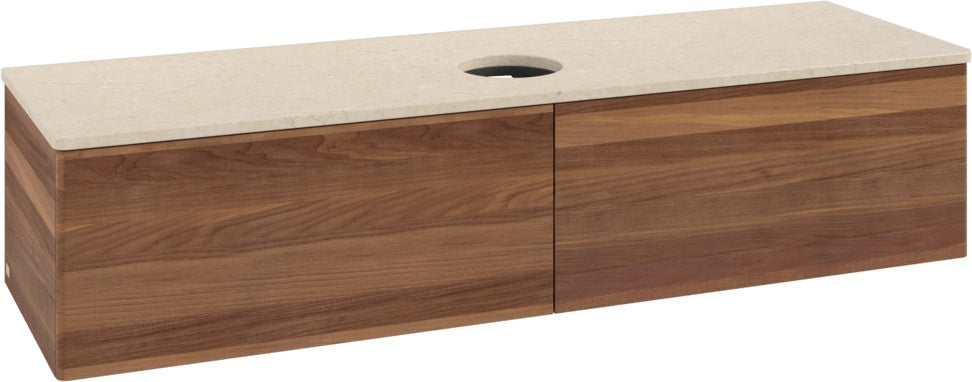 Villeroy & Boch Antao Waschbeckenunterschrank Warm Walnut 1600 mm mit LED-Beleuchtung