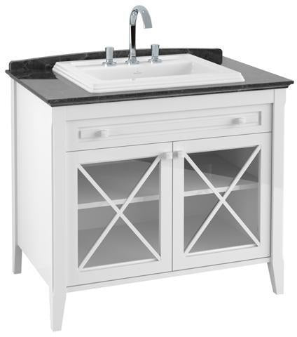 Villeroy & Boch Waschtischunterschrank Hommage 985 mm 2 Türen 1 Schublade WhiteMattLac/BlackMarble