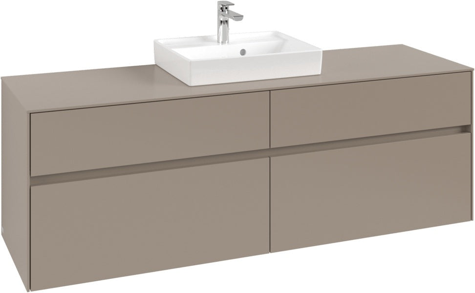 Villeroy & Boch Waschtischunterschrank Collaro C077 B0 1600 mm Taupe mit Beleuchtung und SoftClosing