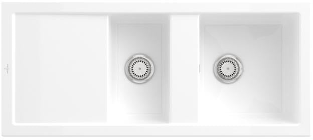 Villeroy & Boch Spüle SUBWAY 80 snow white 1160x510mm CeramicPlus Doppelbecken reversibel